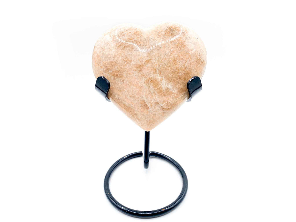 Peach Moonstone Heart Carving - 3in.