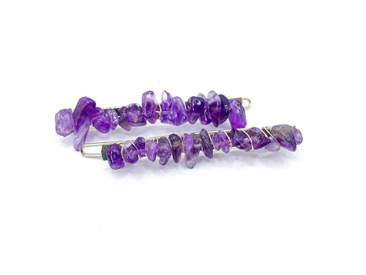 Amethyst Hair Barrette - 2.5in. | Crystal Hair Accessories - Bridal Hair, Boho Hair Pieces