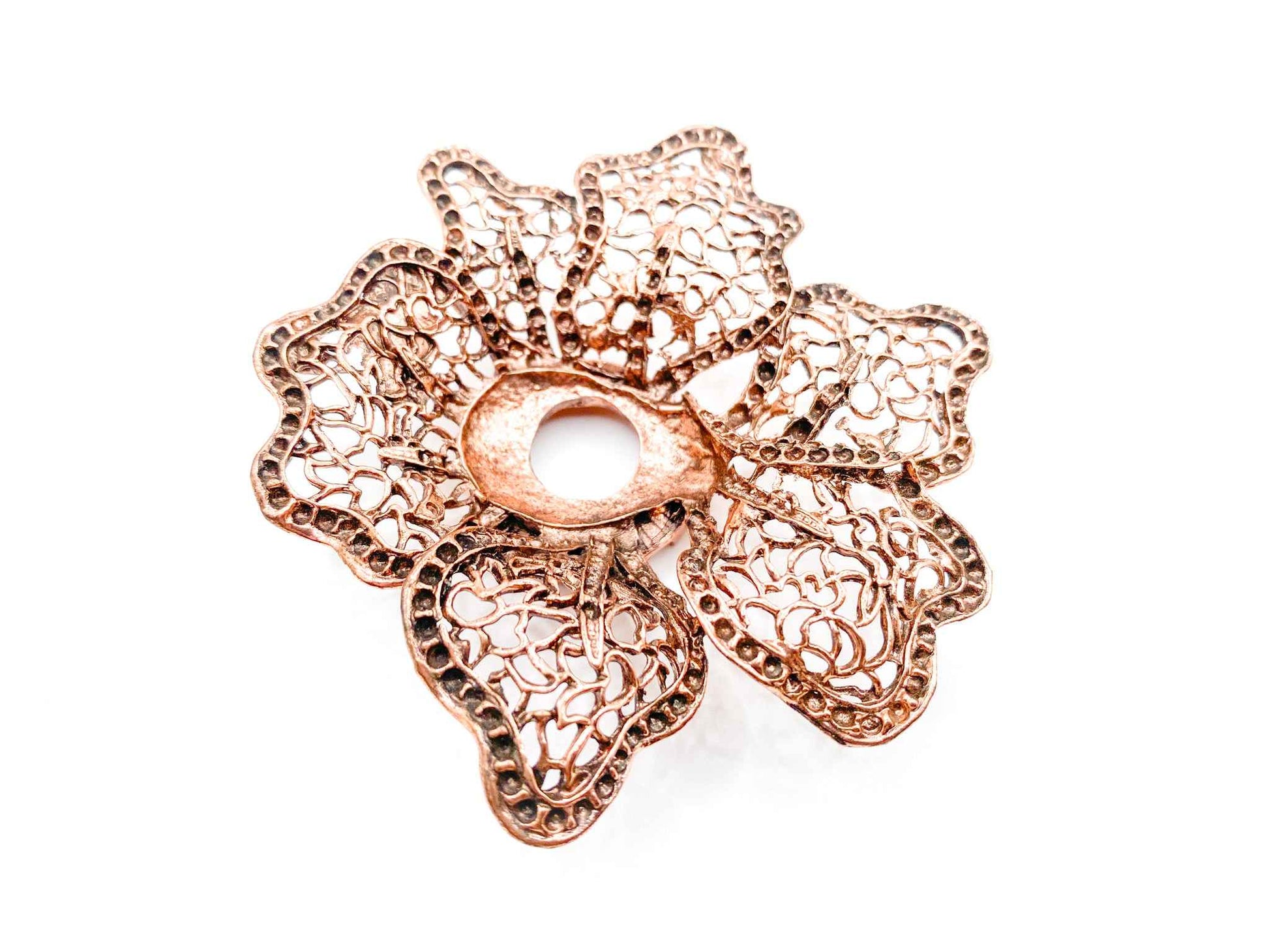 Lotus Flower Sphere Stand for Crystal Display | Antique Copper