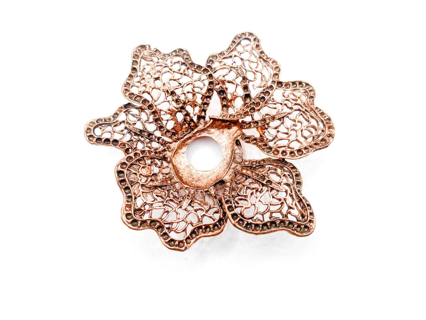 Lotus Flower Sphere Stand for Crystal Display | Antique Copper