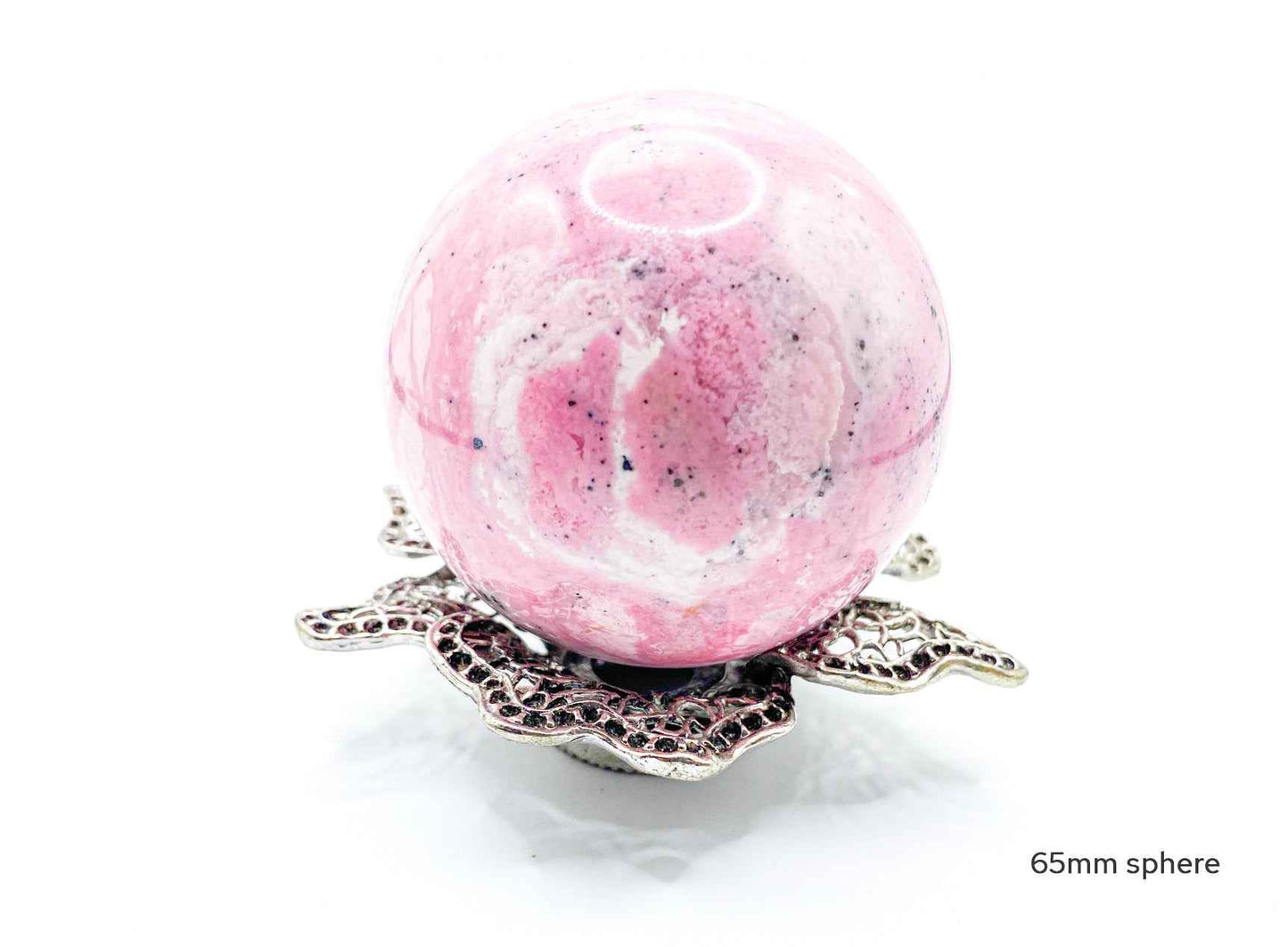 Lotus Flower Sphere Stand for Crystal Display | Antique Silver