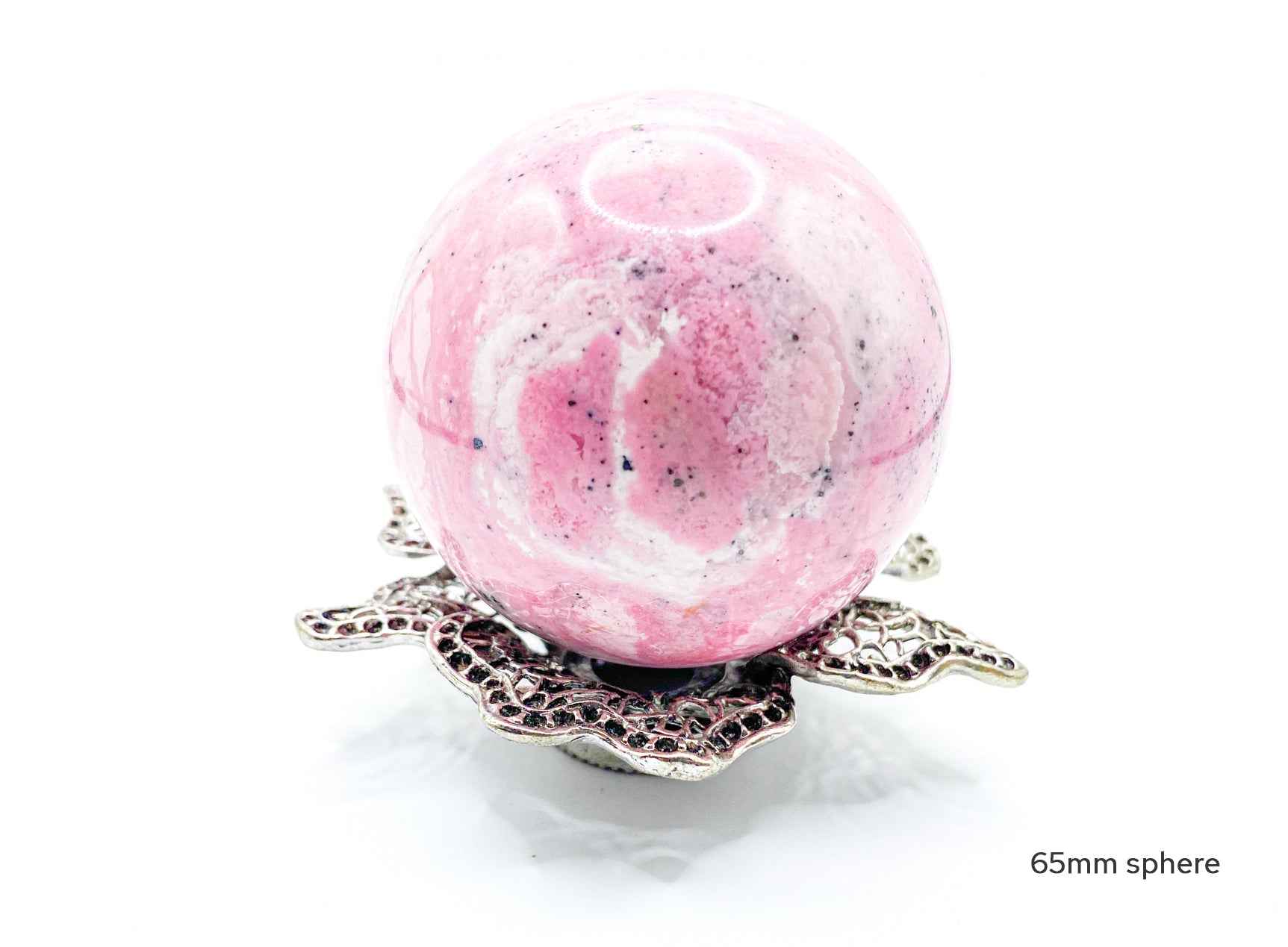 Lotus Flower Sphere Stand for Crystal Display | Antique Silver