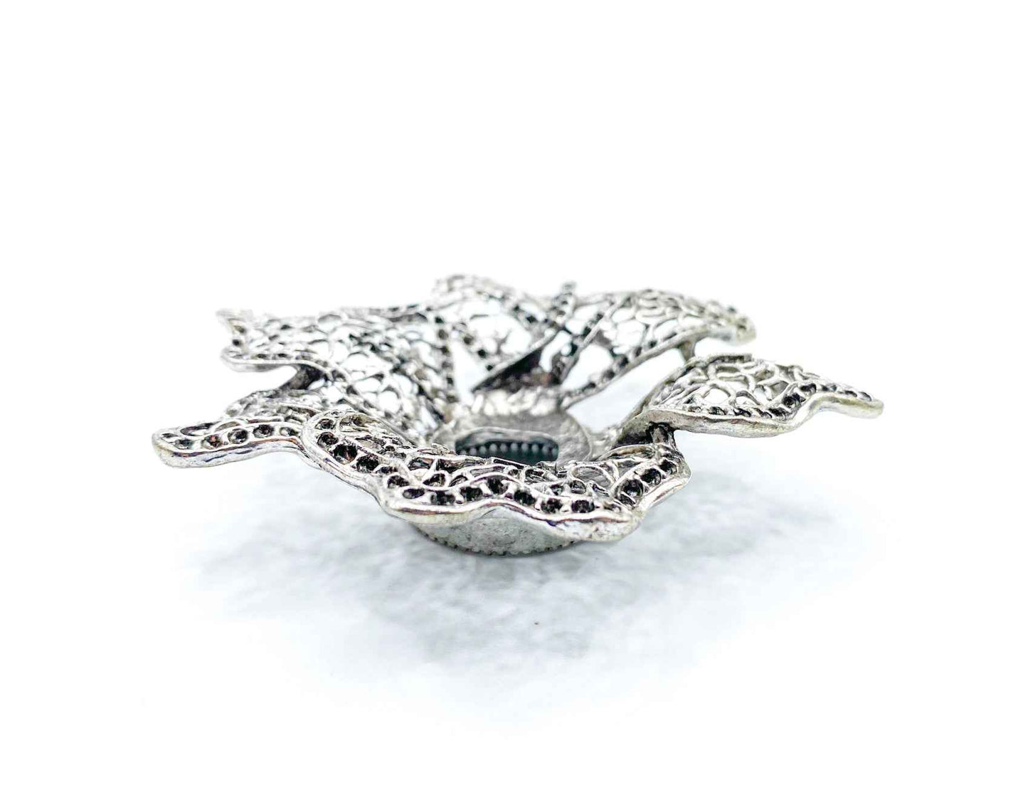 Lotus Flower Sphere Stand for Crystal Display | Antique Silver