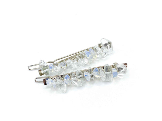 Clear Quartz Hair Barrette - 2.5in. | Crystal Hair Accessories - Bridal Hair, Boho Hair Pieces