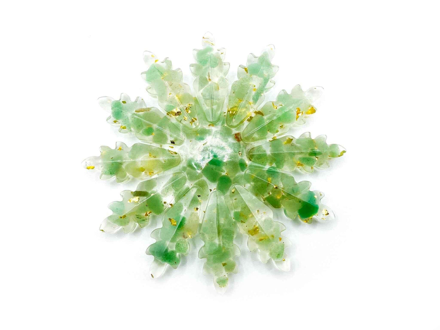 Crystal Resin Snowflake | Christmas Ornaments and Decor | Crystal Chips Inside of Resin | Amethyst, Sunstone, Green Aventurine, Rose Quartz
