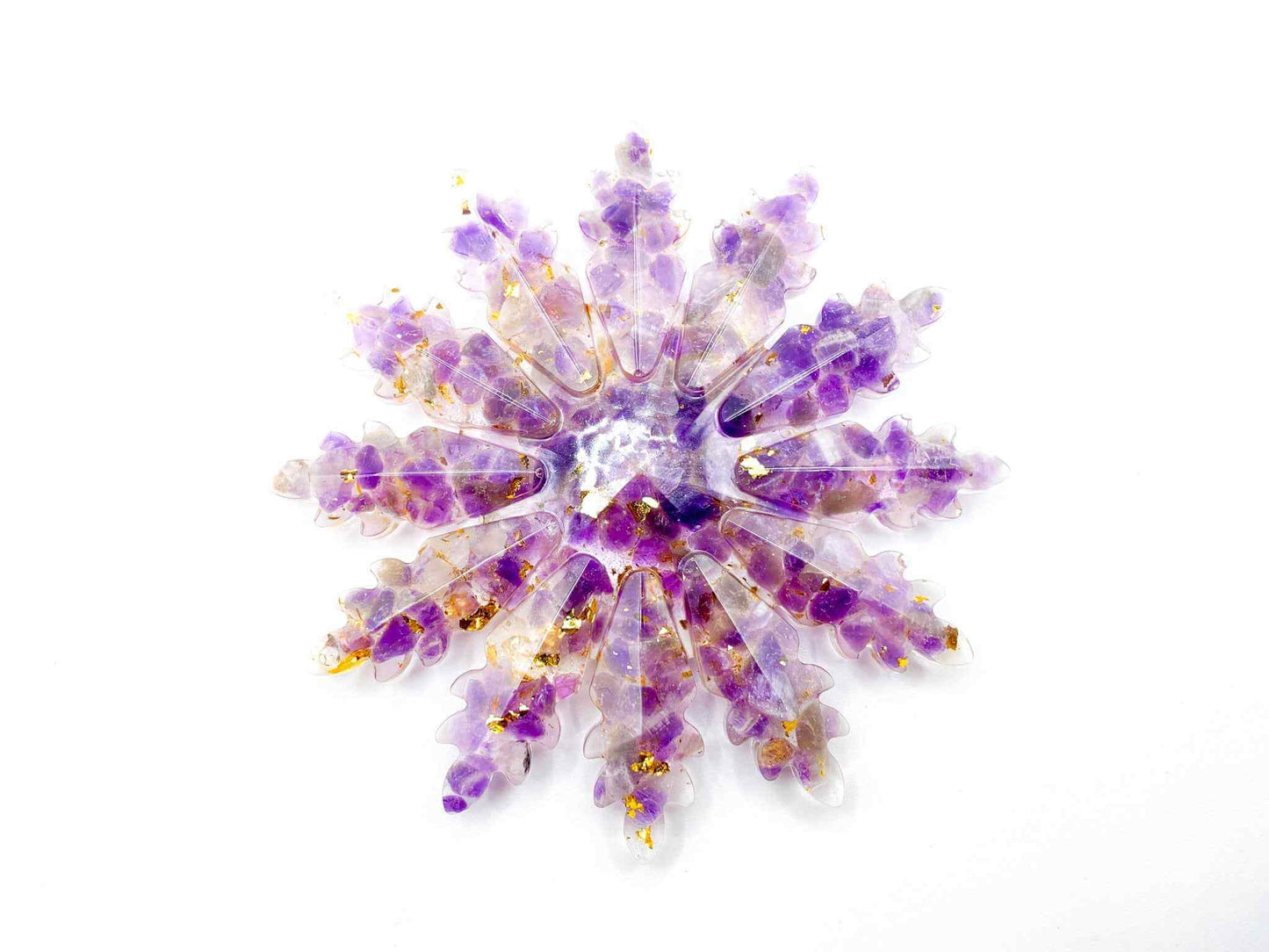 Crystal Resin Snowflake | Christmas Ornaments and Decor | Crystal Chips Inside of Resin | Amethyst, Sunstone, Green Aventurine, Rose Quartz
