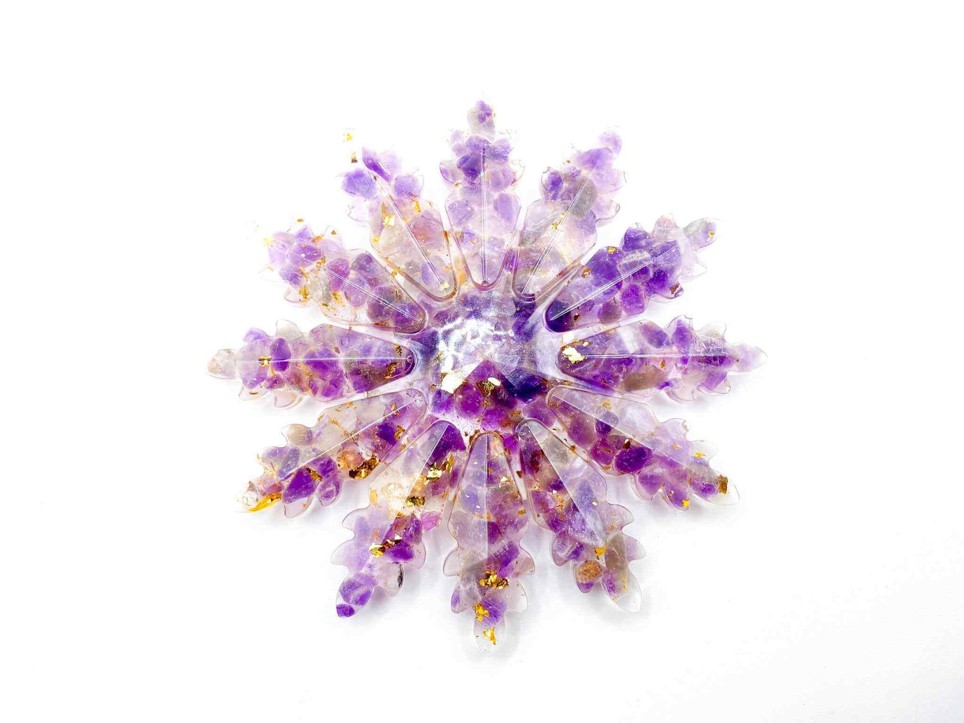 Crystal Resin Snowflake | Christmas Ornaments and Decor | Crystal Chips Inside of Resin | Amethyst, Sunstone, Green Aventurine, Rose Quartz