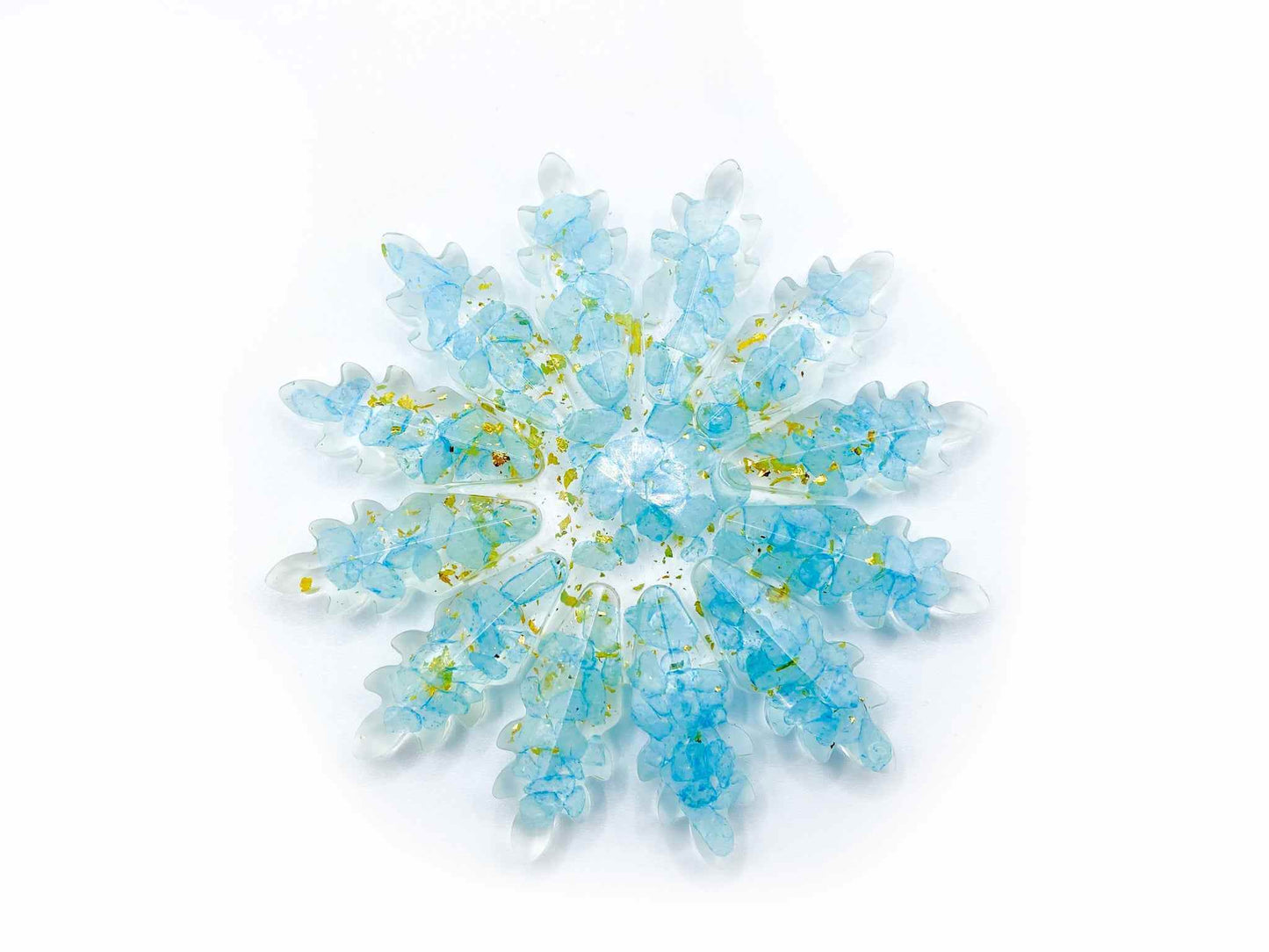 Crystal Resin Snowflake | Christmas Ornaments and Decor | Crystal Chips Inside of Resin | Amethyst, Sunstone, Green Aventurine, Rose Quartz