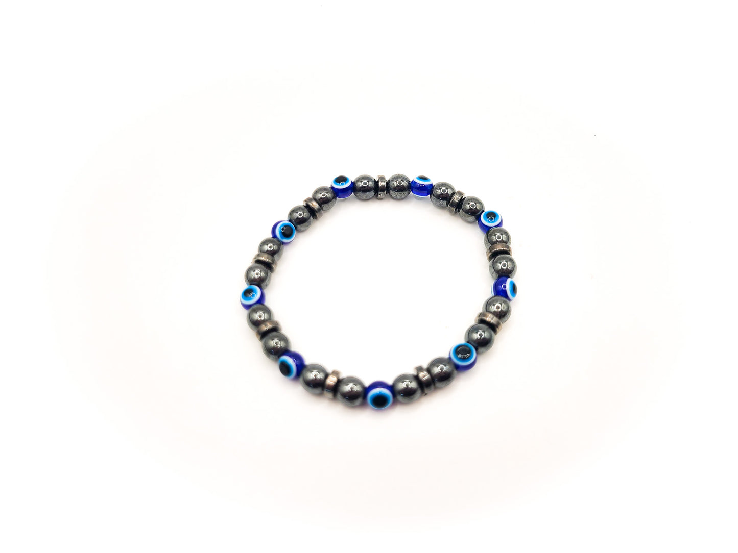 Evil Eye & Hematite - 6mm Bracelet - Moon Prism Gems