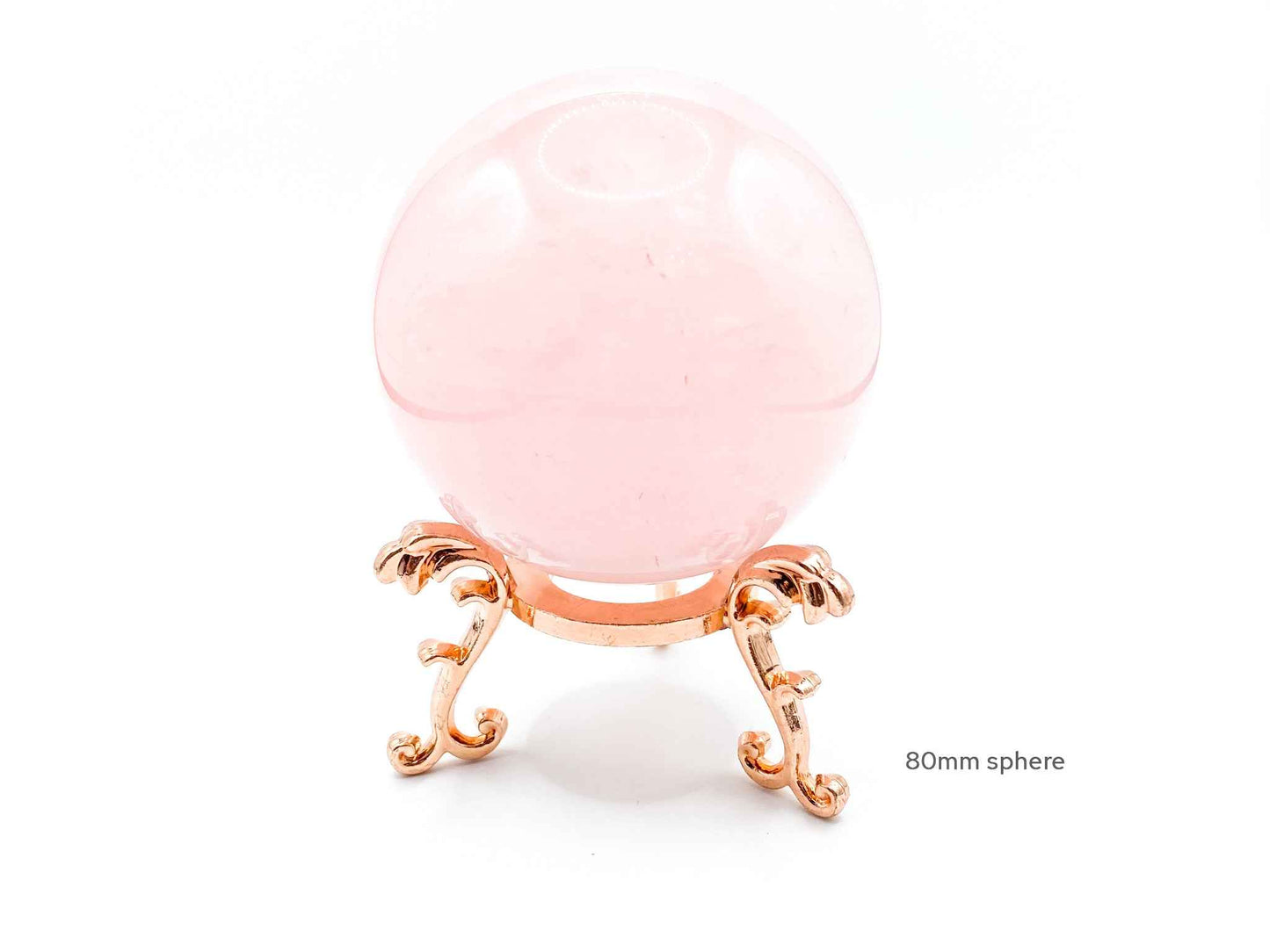 Large Fleur De Lis Flower Sphere Stand for Crystal Display | Rose Gold
