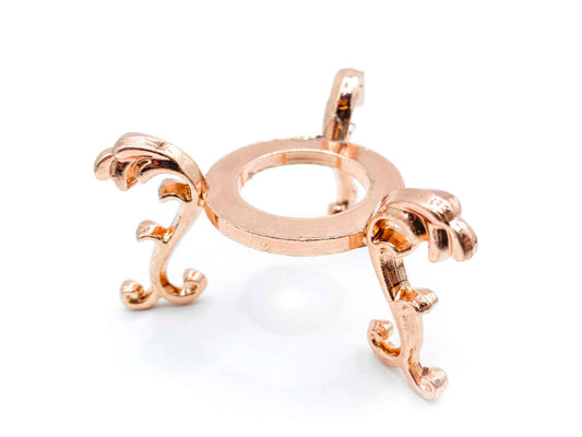 Large Fleur De Lis Flower Sphere Stand for Crystal Display | Rose Gold