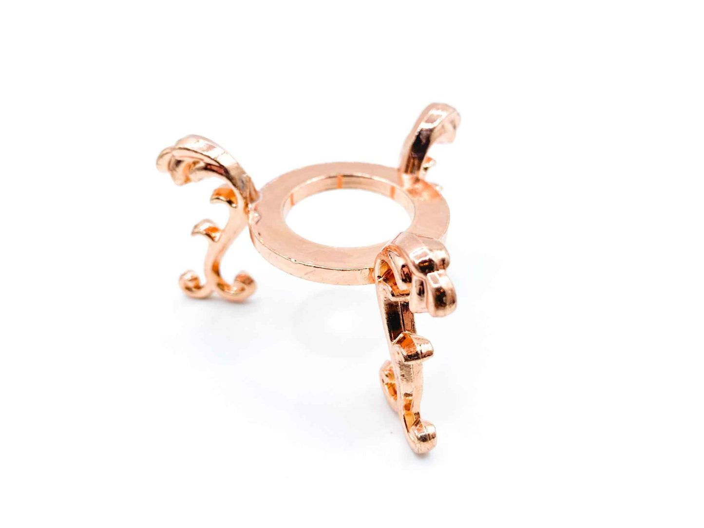 Large Fleur De Lis Flower Sphere Stand for Crystal Display | Rose Gold