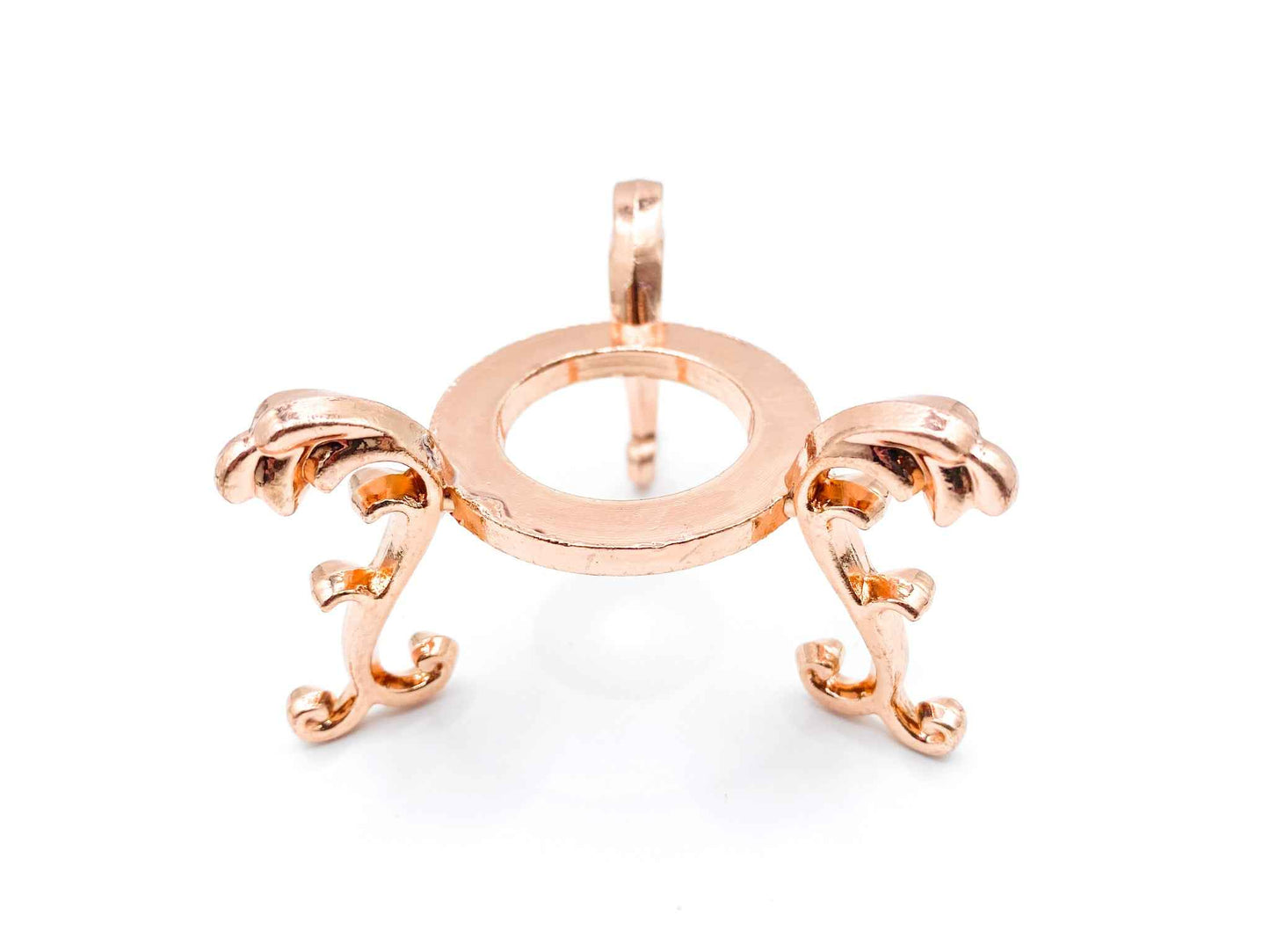 Large Fleur De Lis Flower Sphere Stand for Crystal Display | Rose Gold