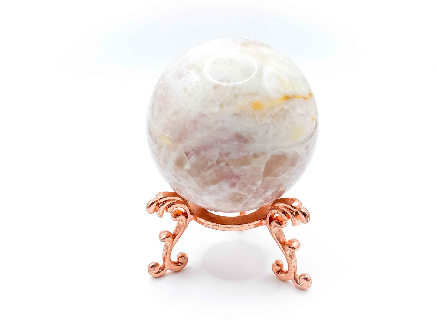 Small Fleur De Lis Flower Sphere Stand for Crystal Display | Rose Gold