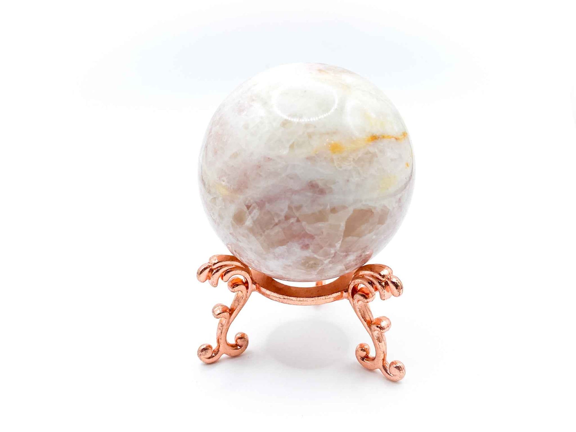 Small Fleur De Lis Flower Sphere Stand for Crystal Display | Rose Gold