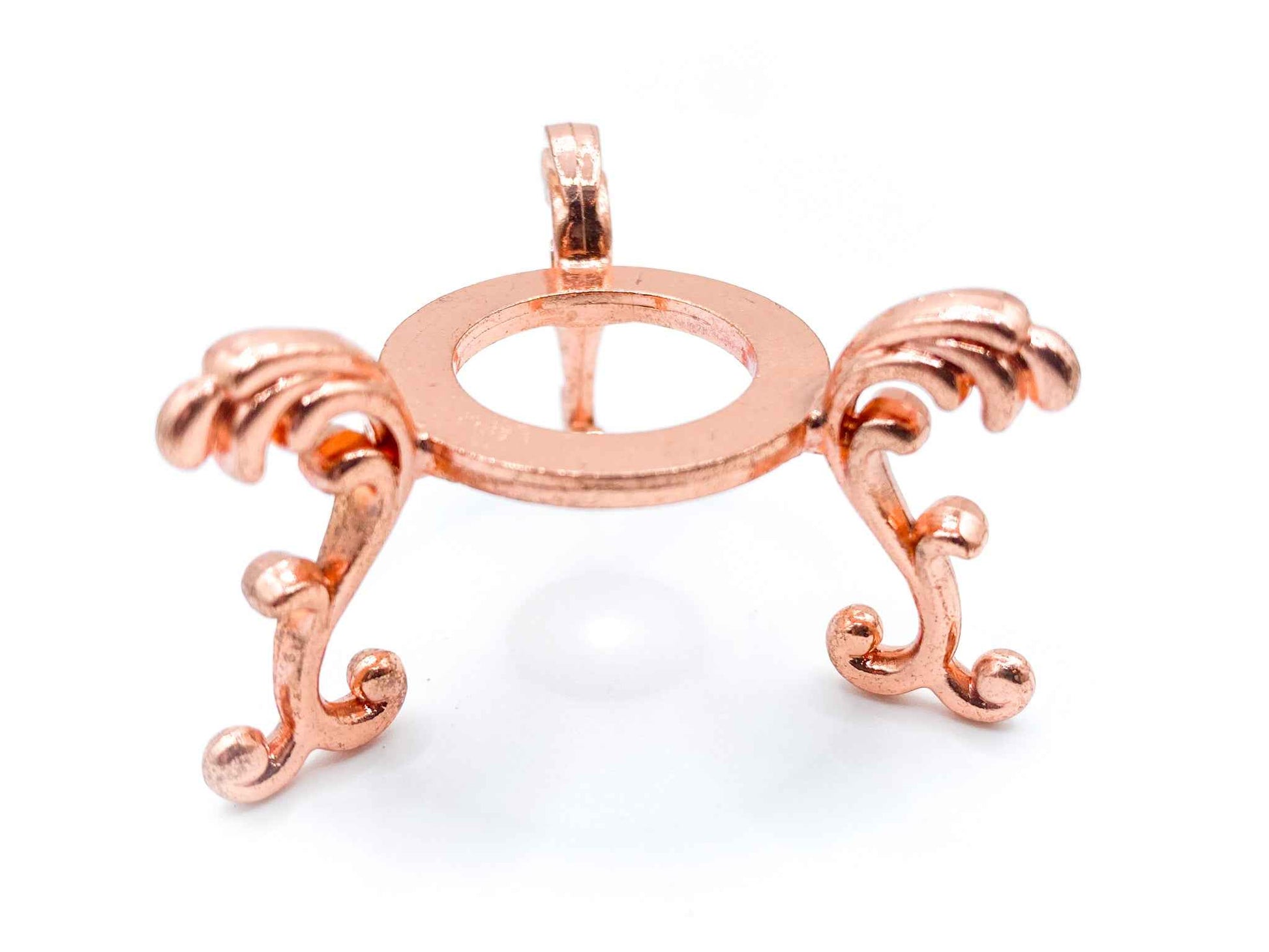Small Fleur De Lis Flower Sphere Stand for Crystal Display | Rose Gold