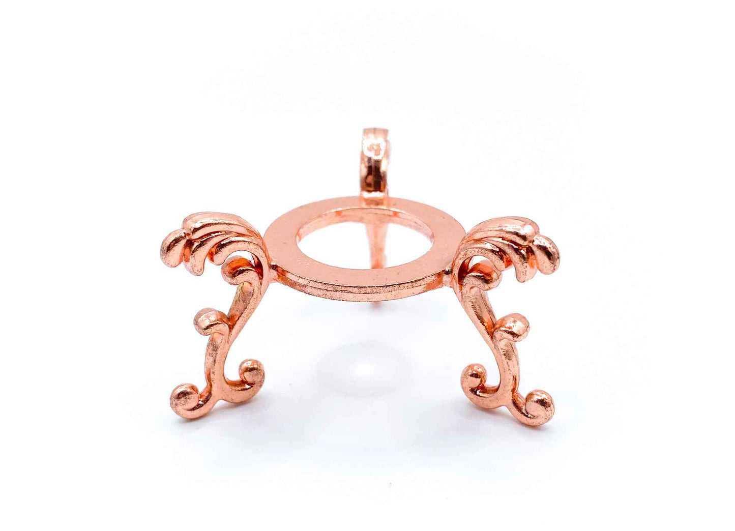 Small Fleur De Lis Flower Sphere Stand for Crystal Display | Rose Gold