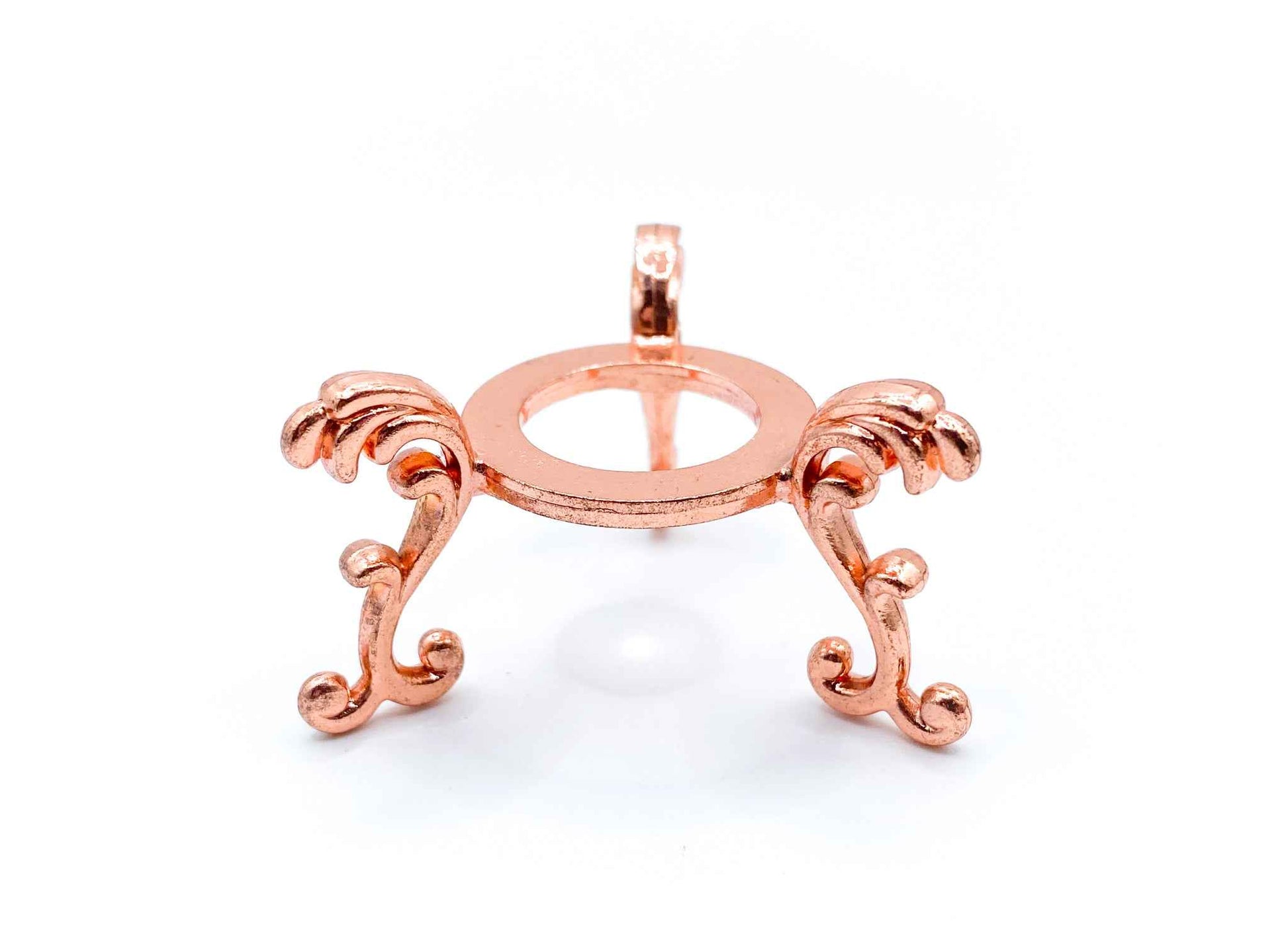 Small Fleur De Lis Flower Sphere Stand for Crystal Display | Rose Gold