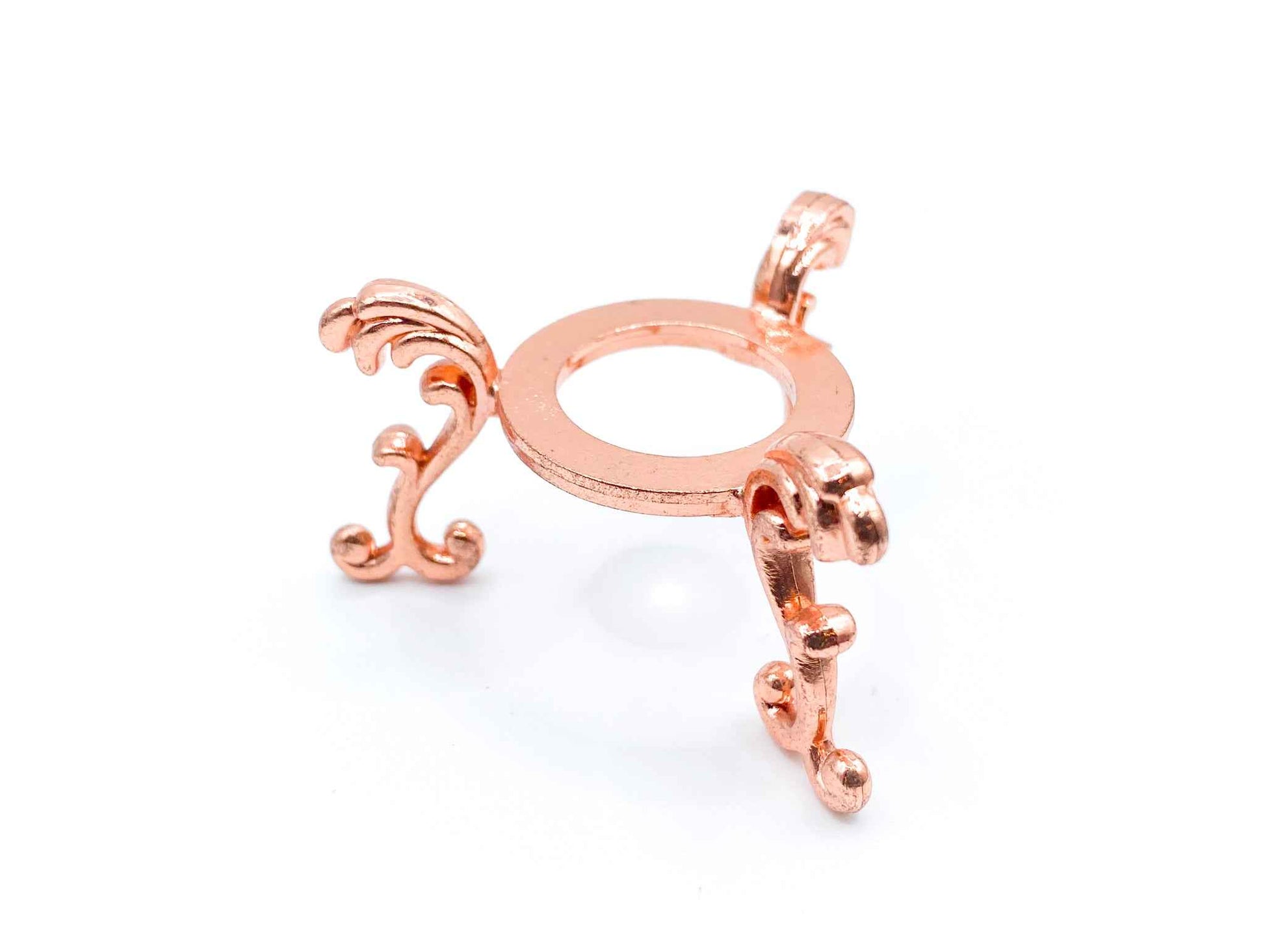 Small Fleur De Lis Flower Sphere Stand for Crystal Display | Rose Gold