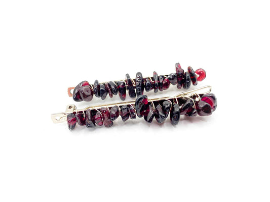 Garnet Hair Barrette - 2.5in. | Crystal Hair Accessories - Bridal Hair, Boho Hair Pieces