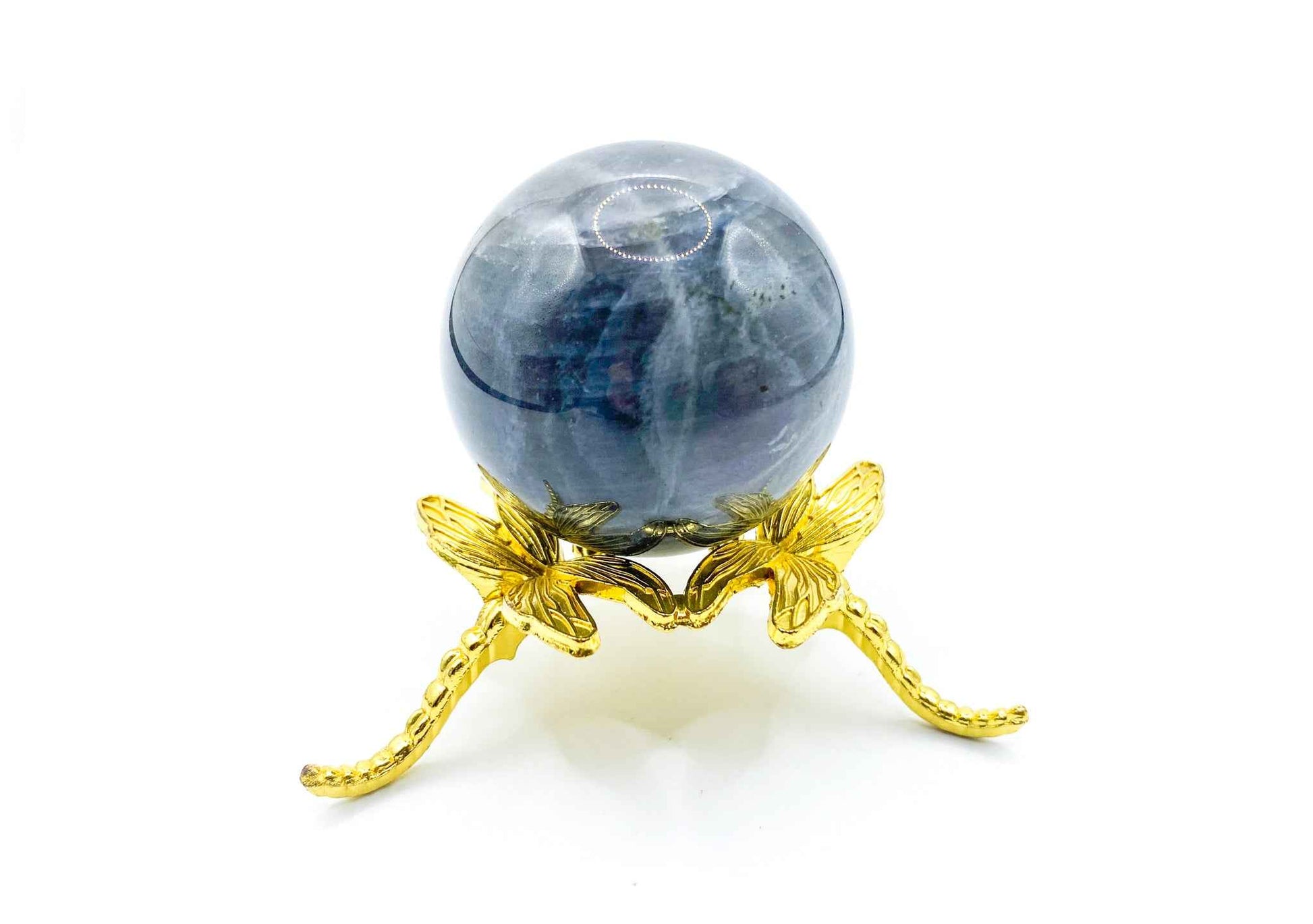 Dragonfly Sphere Stand for Crystal Display | Antique Gold