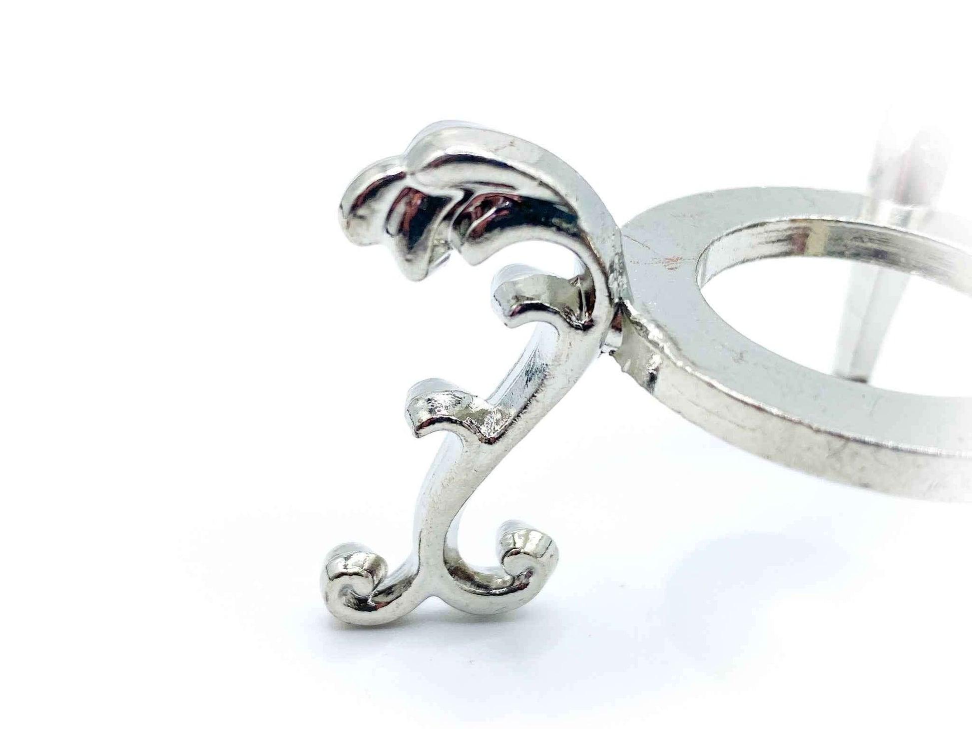 Small Fleur De Lis Flower Sphere Stand for Crystal Display | Antique Silver