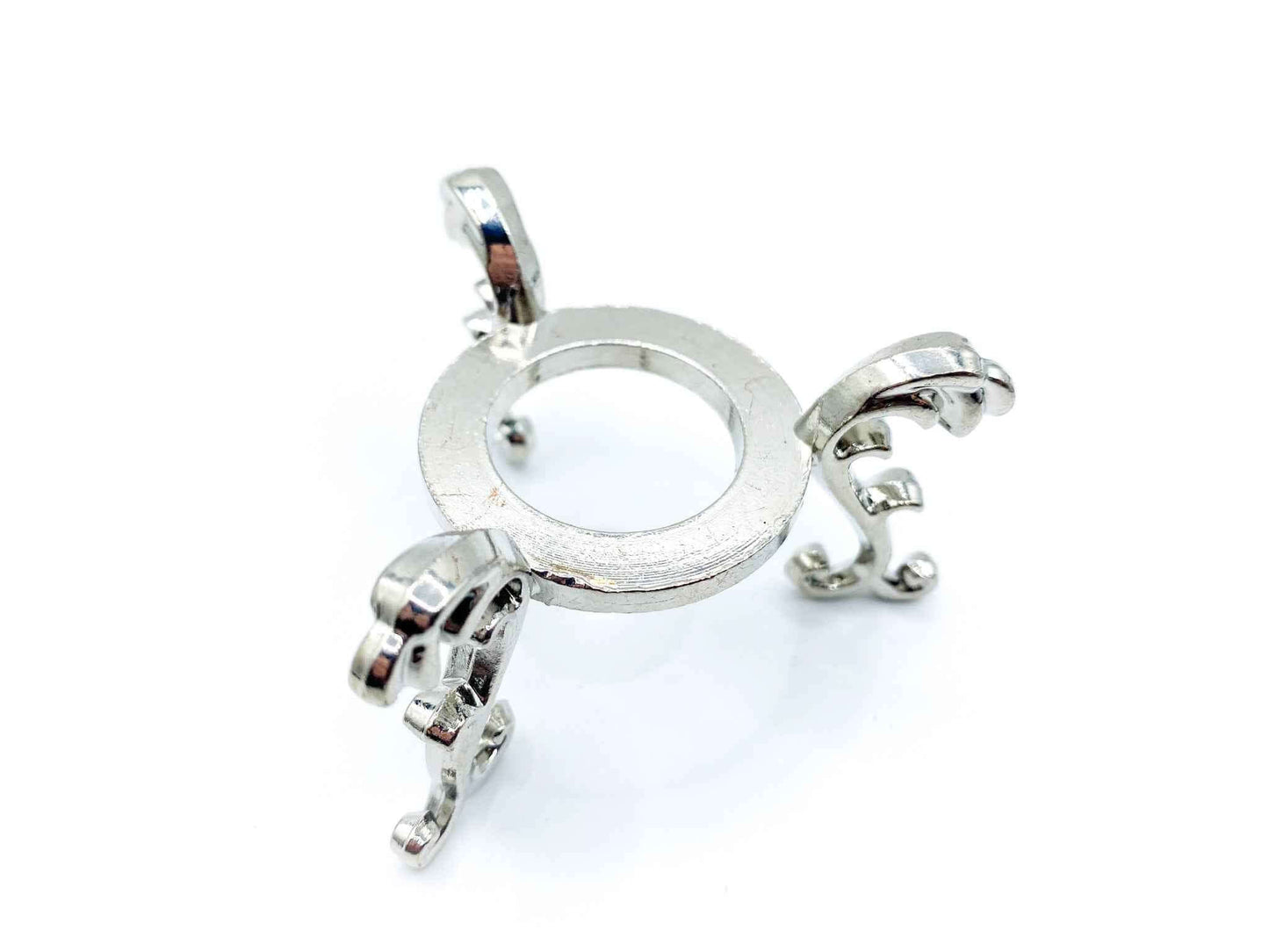 Large Fleur De Lis Flower Sphere Stand for Crystal Display | Antique Silver