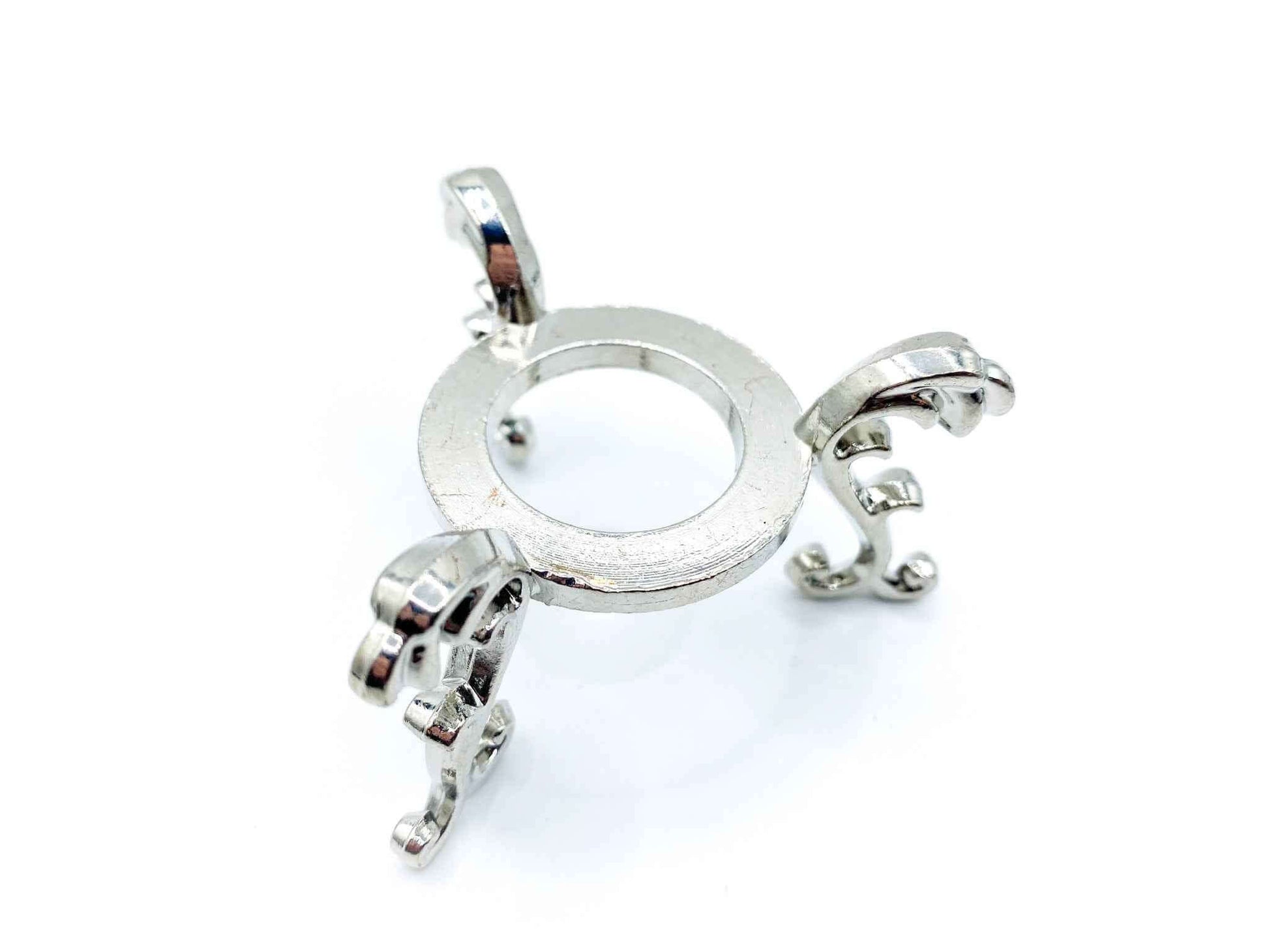 Small Fleur De Lis Flower Sphere Stand for Crystal Display | Antique Silver