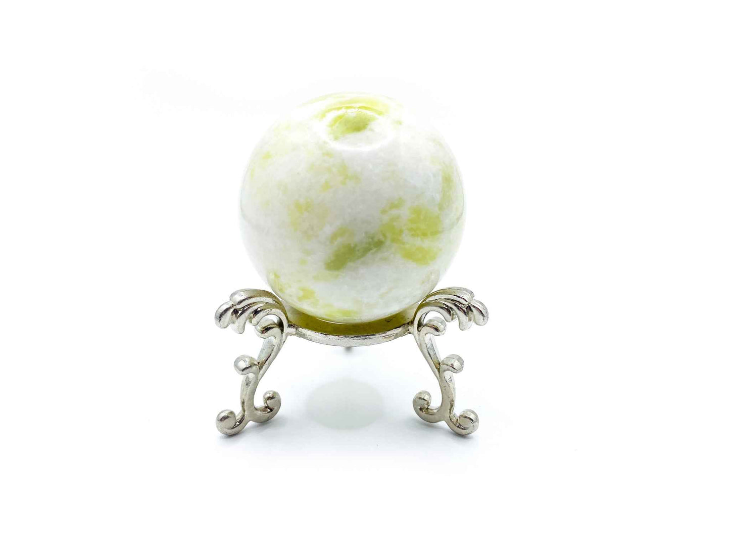 Small Fleur De Lis Flower Sphere Stand for Crystal Display | Antique Silver