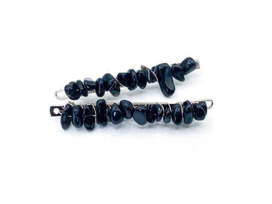 Obsidian Hair Barrette - 2.5in. | Crystal Hair Accessories - Bridal Hair, Boho Hair Pieces