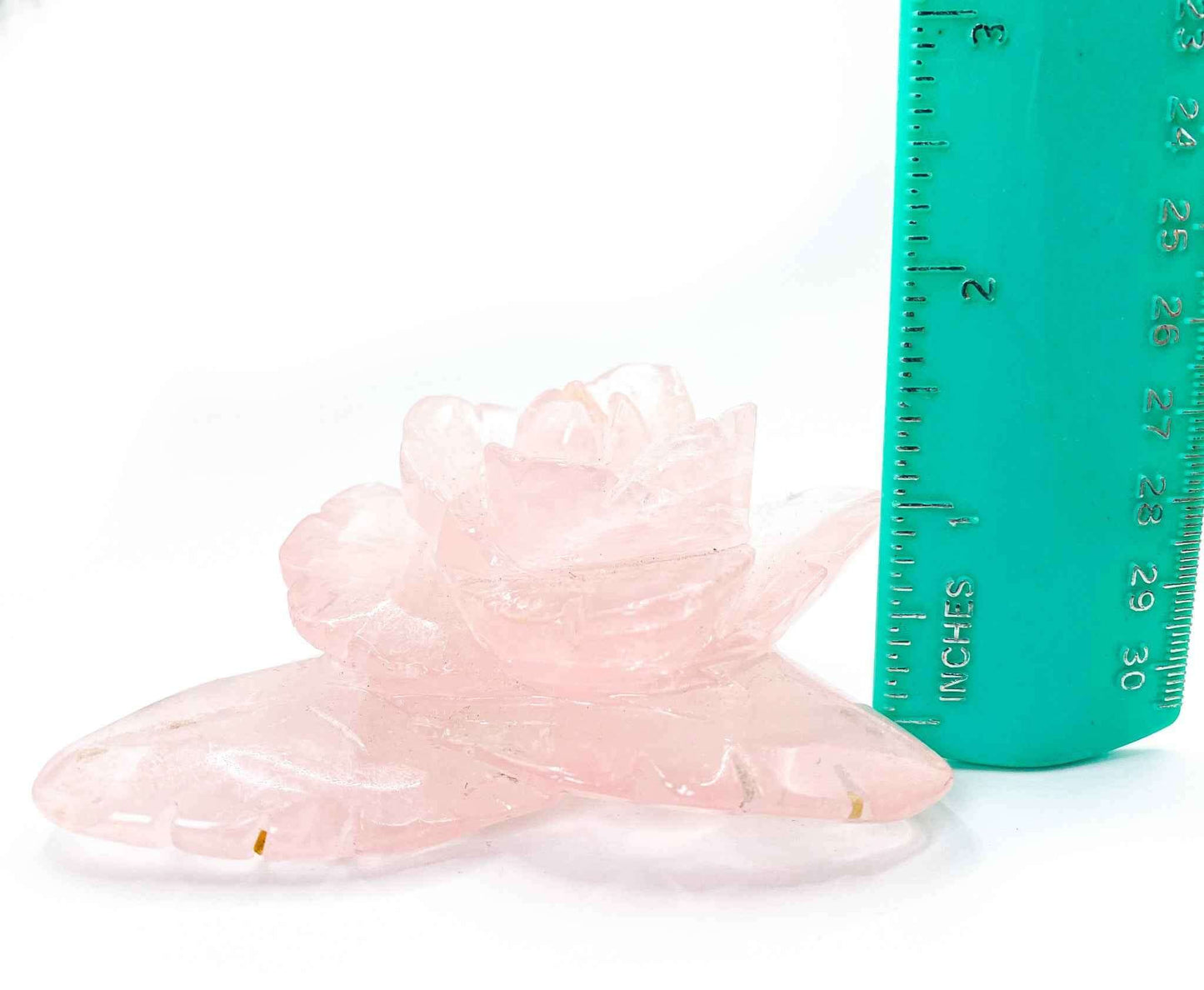 Rose Quartz Rose Carving Gemstone | Hand Carved Crystals