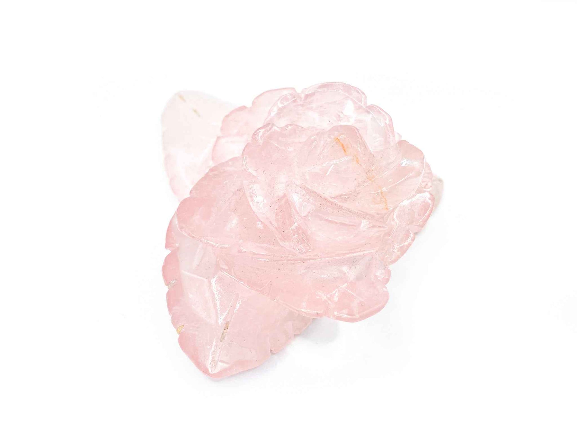 Rose Quartz Rose Carving Gemstone | Hand Carved Crystals
