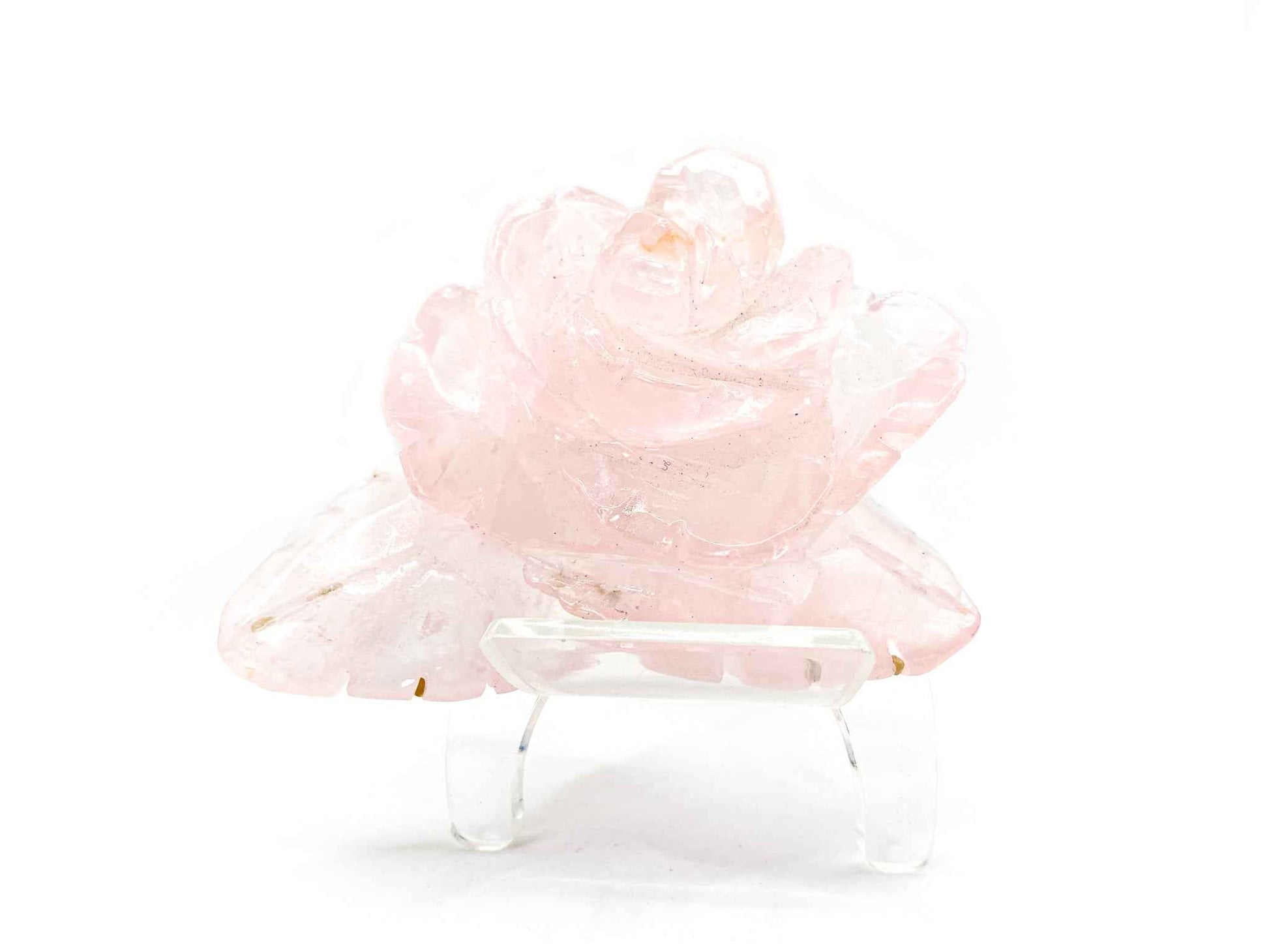 Rose Quartz Rose Carving Gemstone | Hand Carved Crystals