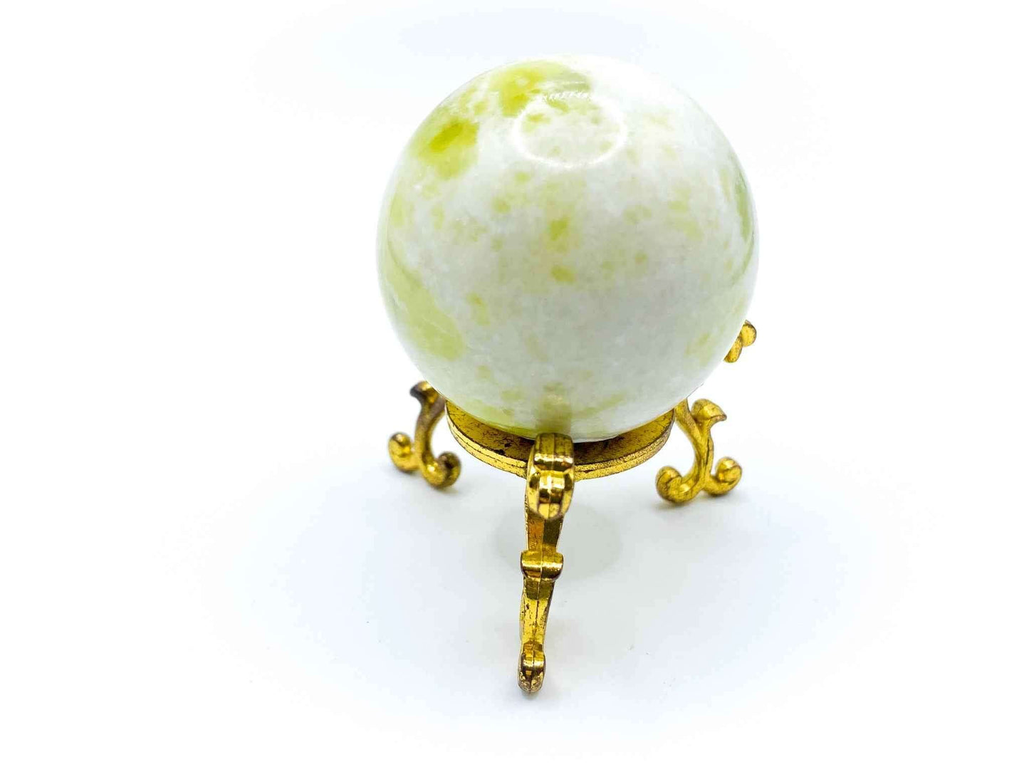 Small Fleur De Lis Flower Sphere Stand for Crystal Display | Antique Gold