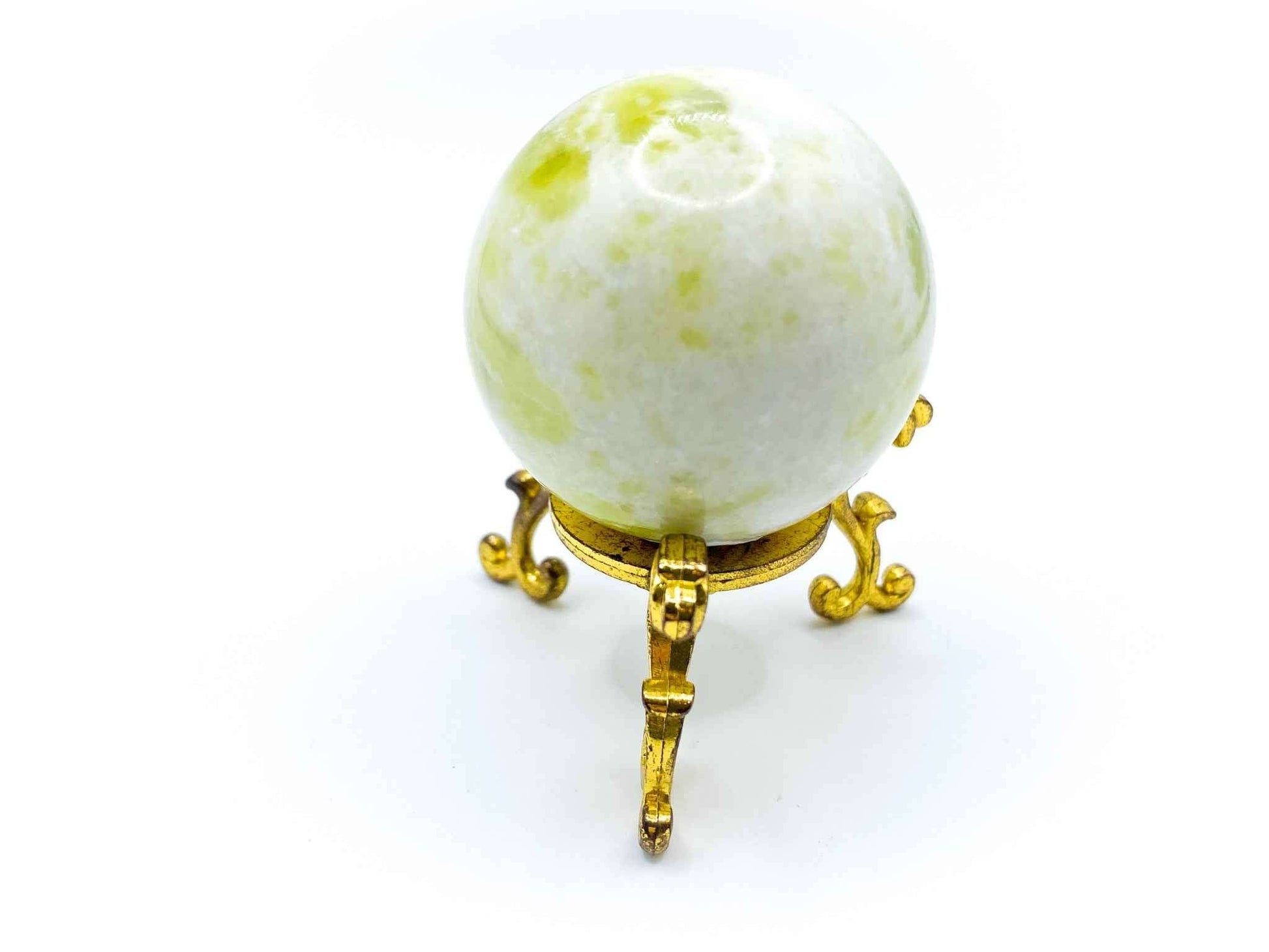 Small Fleur De Lis Flower Sphere Stand for Crystal Display | Antique Gold