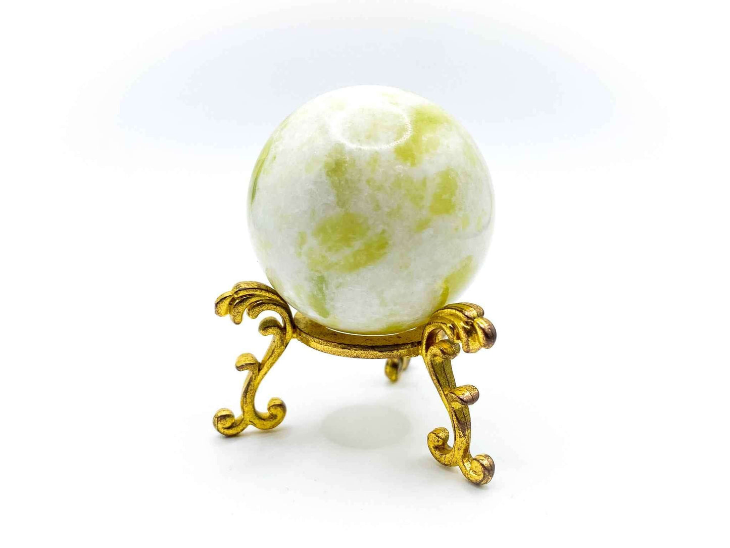 Small Fleur De Lis Flower Sphere Stand for Crystal Display | Antique Gold