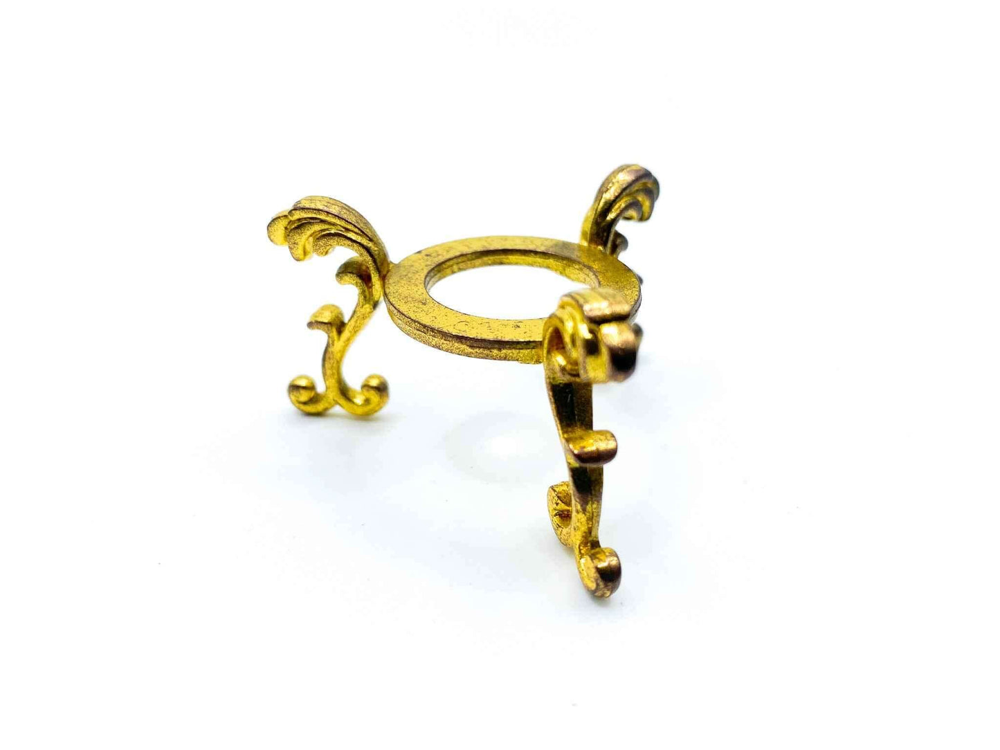 Small Fleur De Lis Flower Sphere Stand for Crystal Display | Antique Gold