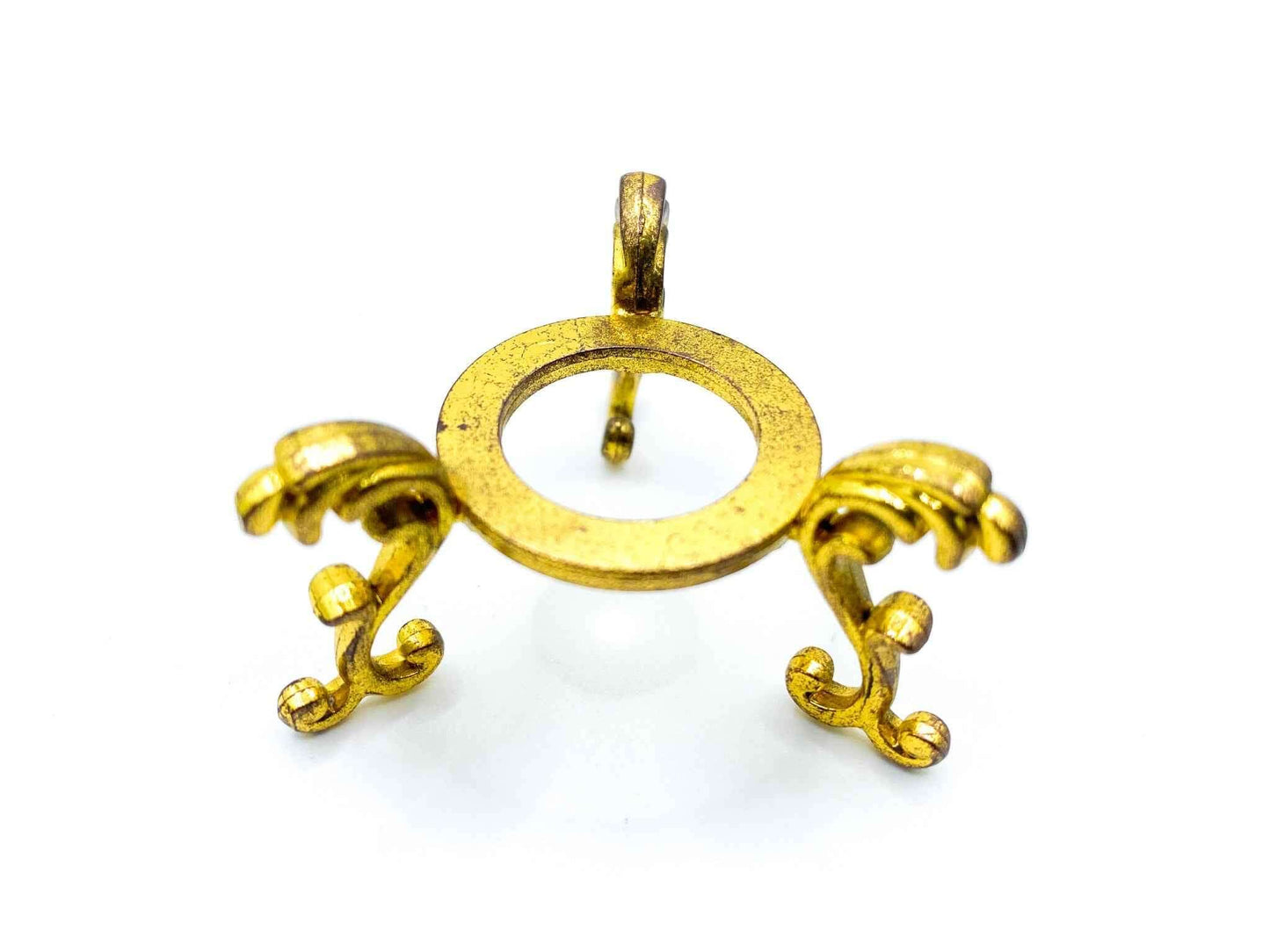 Small Fleur De Lis Flower Sphere Stand for Crystal Display | Antique Gold