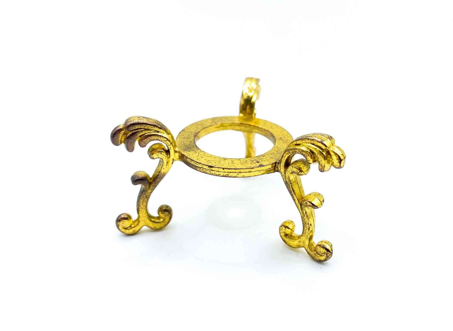 Small Fleur De Lis Flower Sphere Stand for Crystal Display | Antique Gold