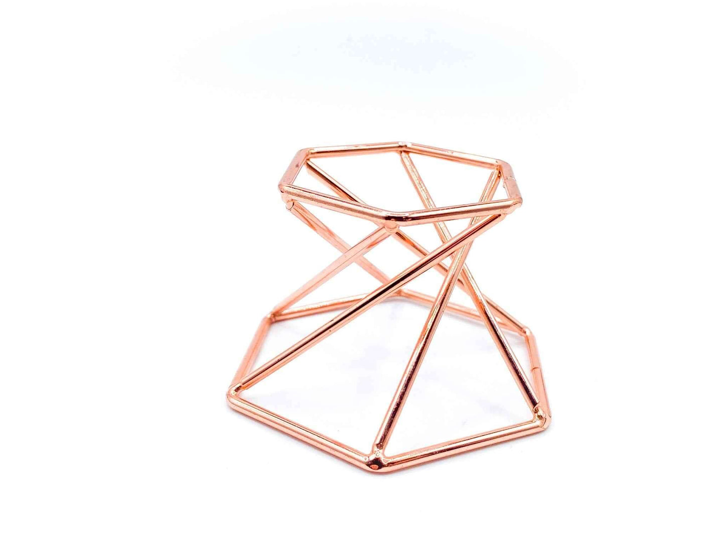 Geometric Crystal Sphere Stand - Rose Gold for large crystals, stylish and lightweight crystal display holder.