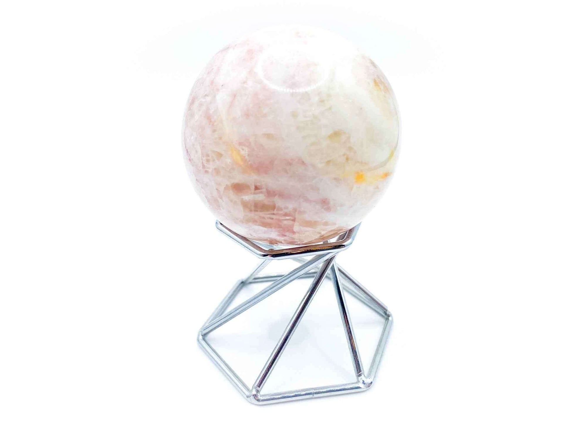 Silver Geometric Crystal Sphere Stand | For Small to Medium Crystals
