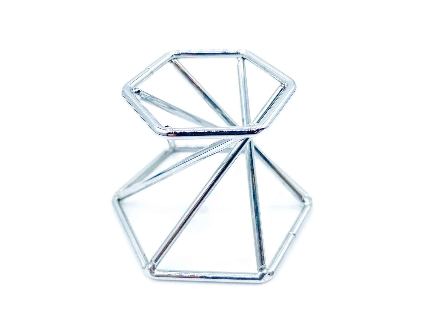 Silver Geometric Crystal Sphere Stand | For Small to Medium Crystals