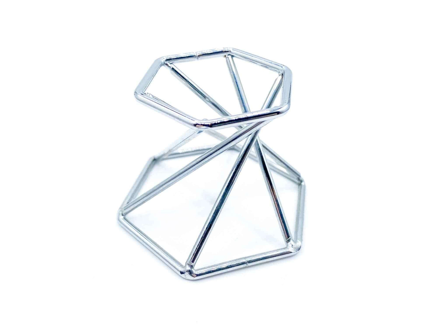 Silver Geometric Crystal Sphere Stand | For Small to Medium Crystals