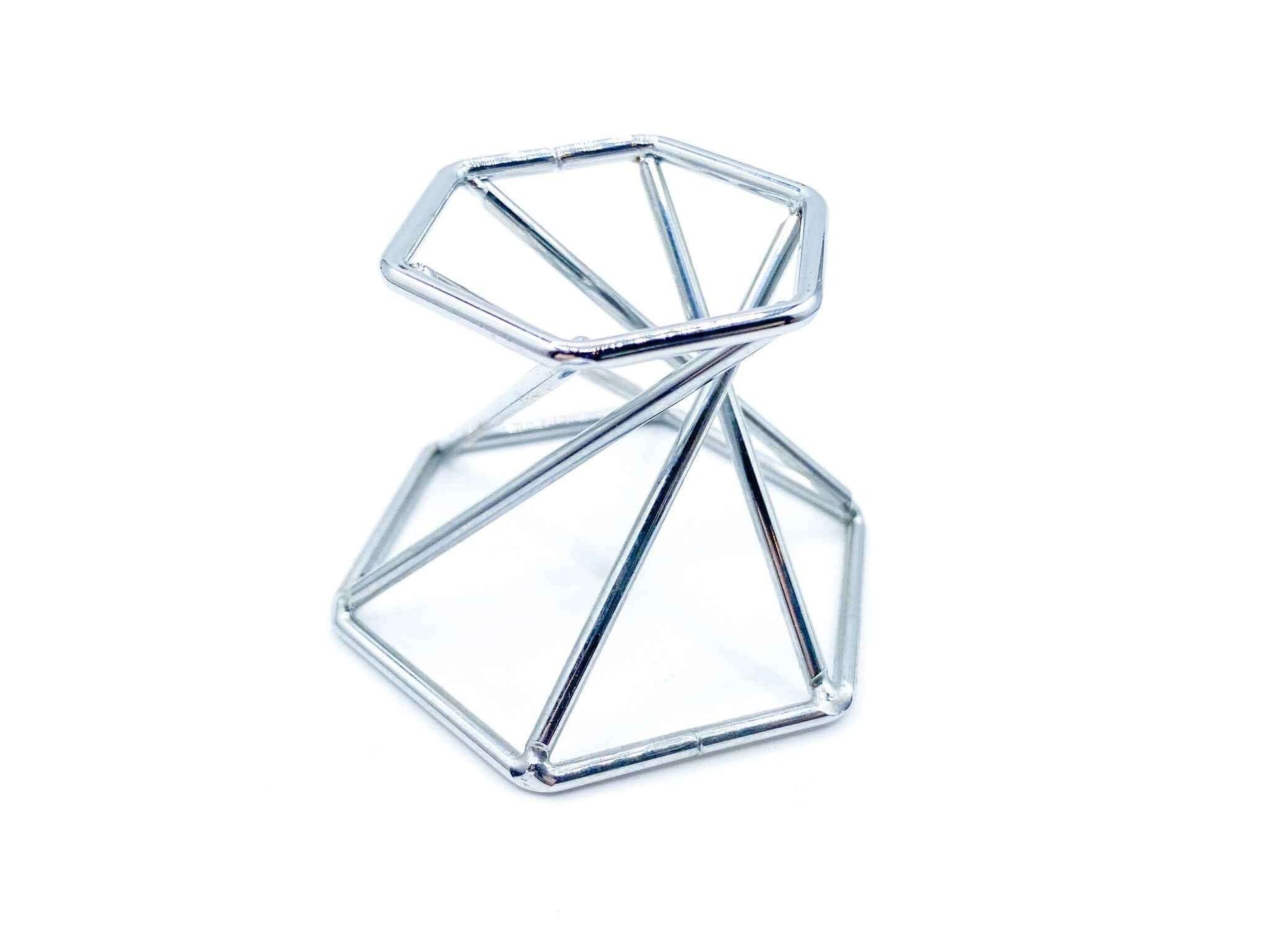 Silver Geometric Crystal Sphere Stand | For Small to Medium Crystals