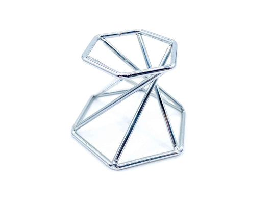 Silver Geometric Crystal Sphere Stand | For Small to Medium Crystals