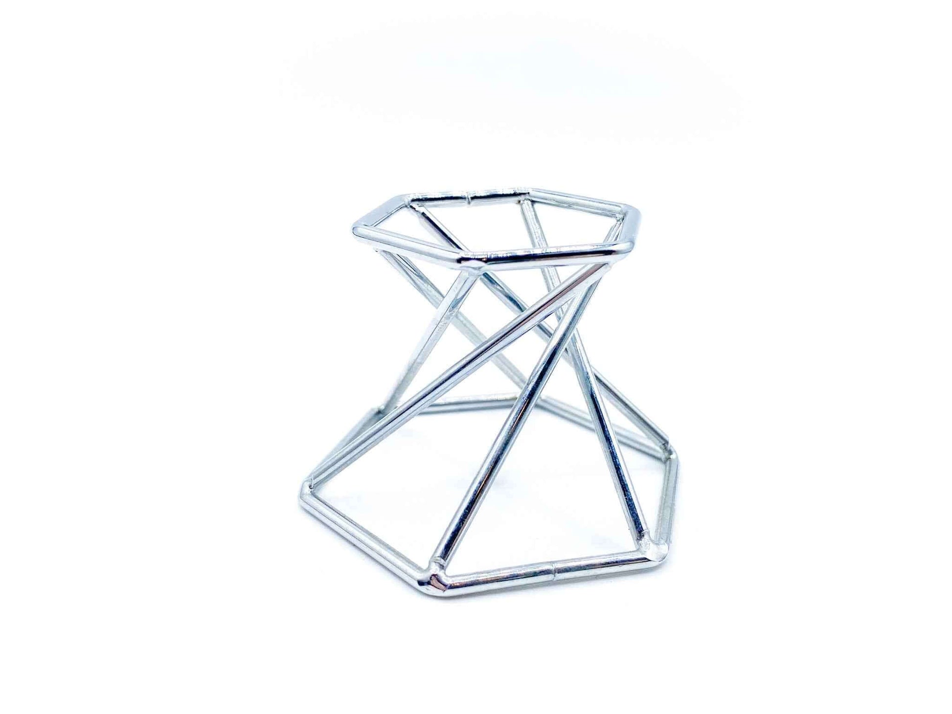 Silver Geometric Crystal Sphere Stand | For Small to Medium Crystals