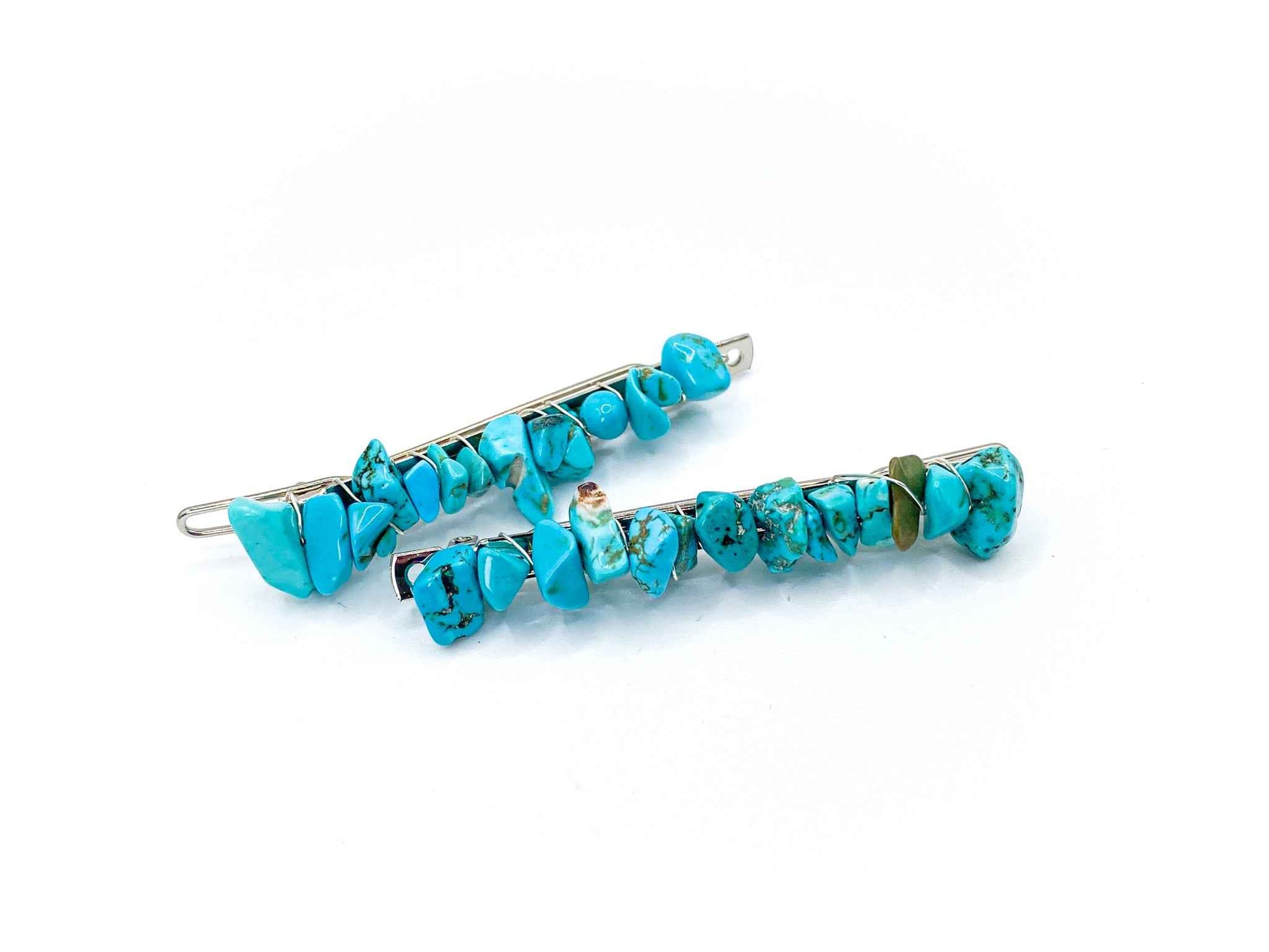 Turquoise Hair Barrette - 2.5in. | Crystal Hair Accessories - Bridal Hair, Boho Hair Pieces