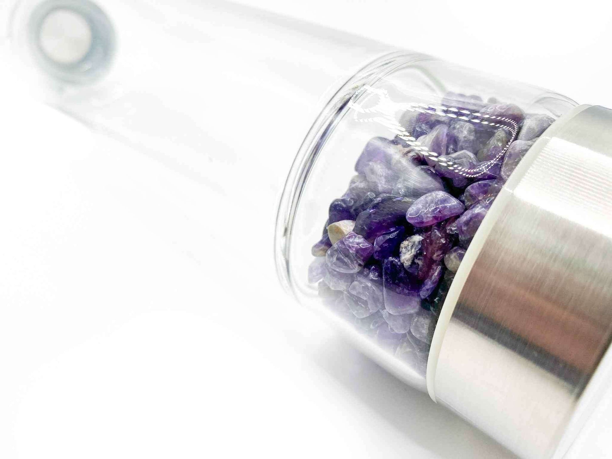 Amethyst Crystal Water Bottle 14oz. | Stainless Steel Glass Water Bottle Tumbler