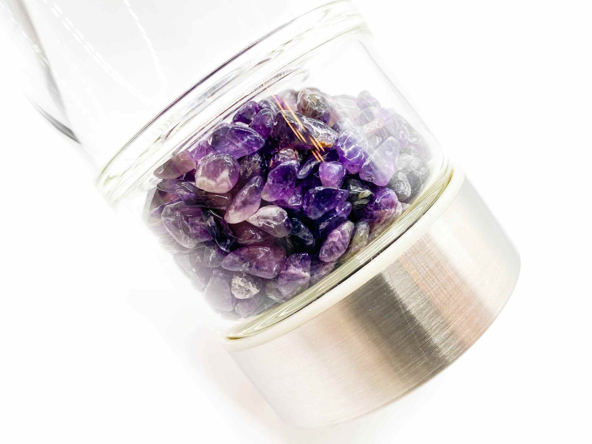 Amethyst Crystal Water Bottle 14oz. | Stainless Steel Glass Water Bottle Tumbler