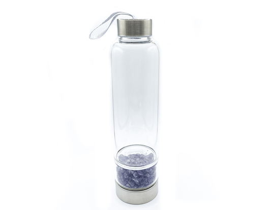 Amethyst Crystal Water Bottle 14oz. | Stainless Steel Glass Water Bottle Tumbler